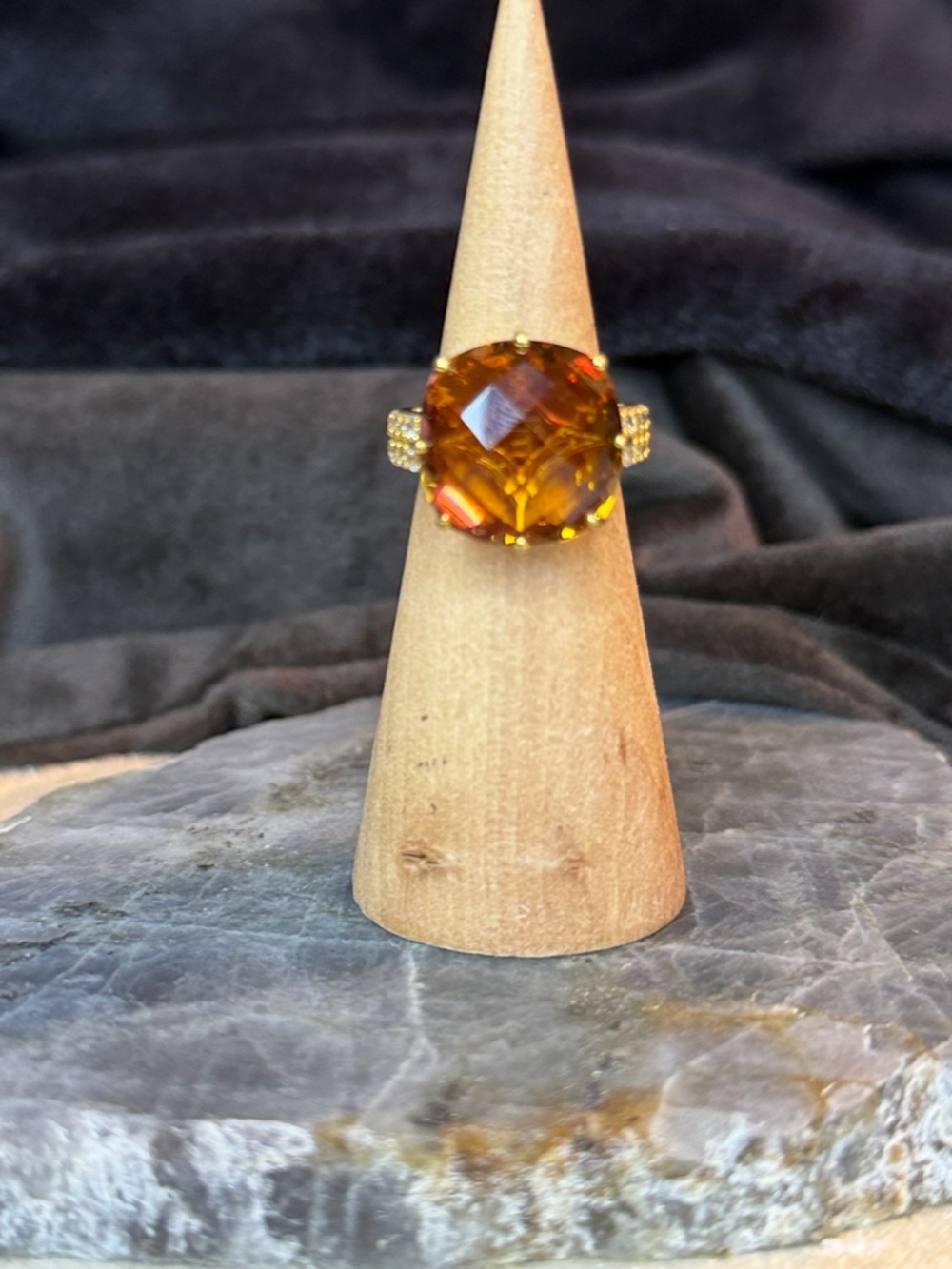 EverTrue Color Change Autumn Alexite, White Zircon Ring in 18K YG Plated